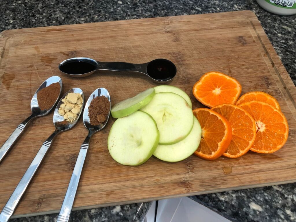 ingredients laid out on a cutting board for your simmering pot