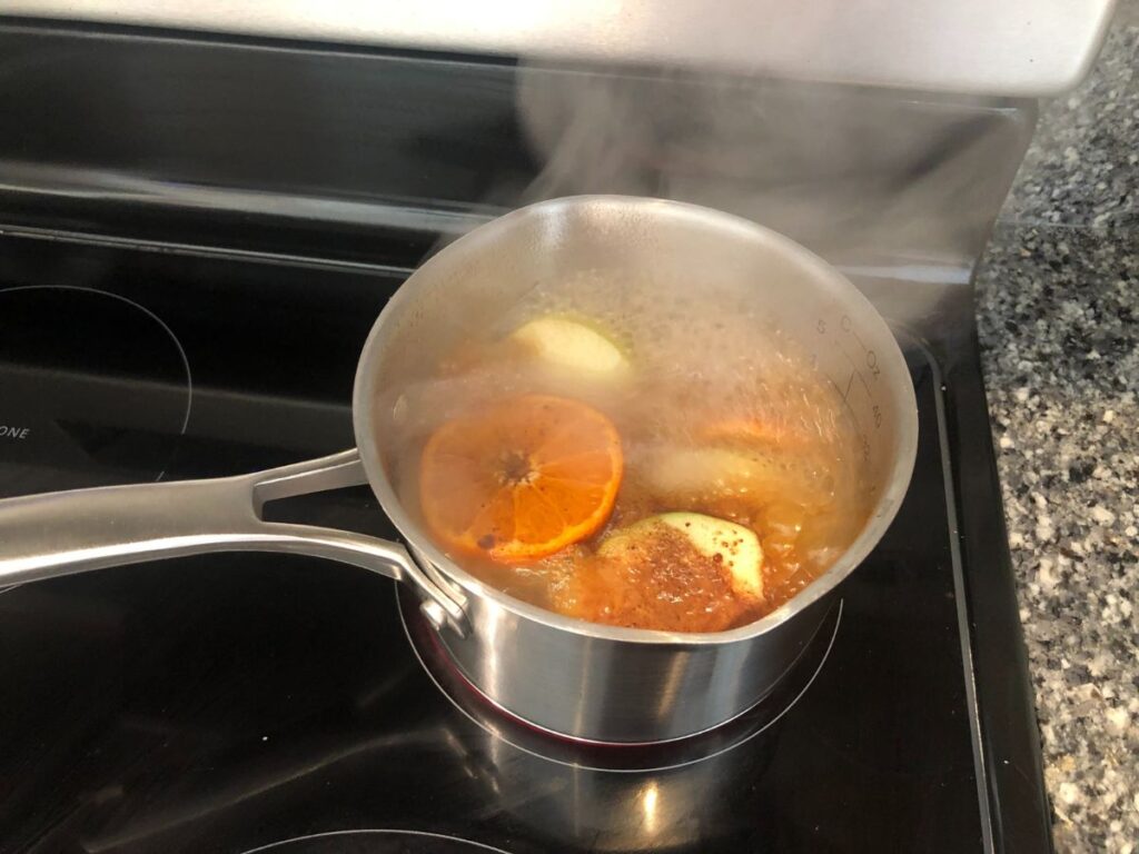 simmering pot on the stove