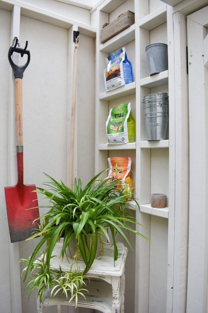 garage narrow wall shelving