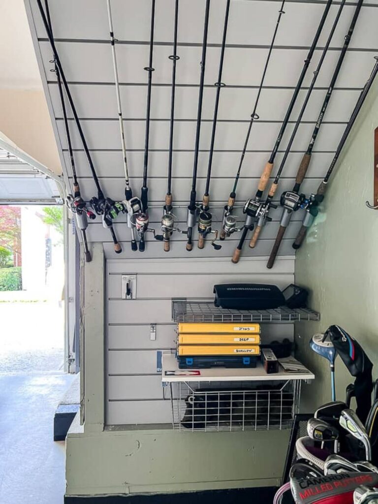 fishing rod storage in a garage
