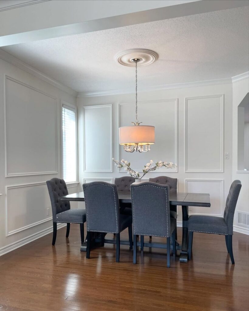 dining room walls painted in alabaster by sherwin williams