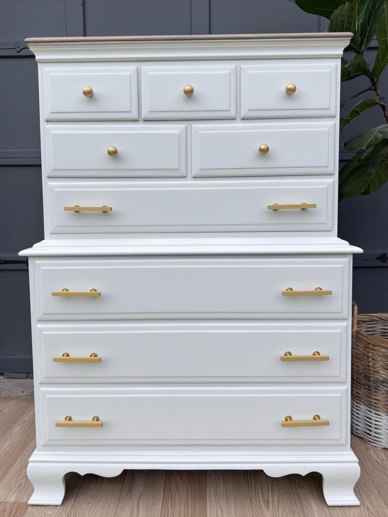 a dresser painted in alabaster