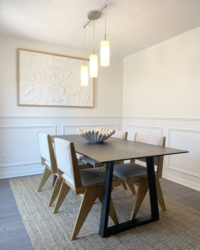 dining room walls painted in alabaster by sherwin williams