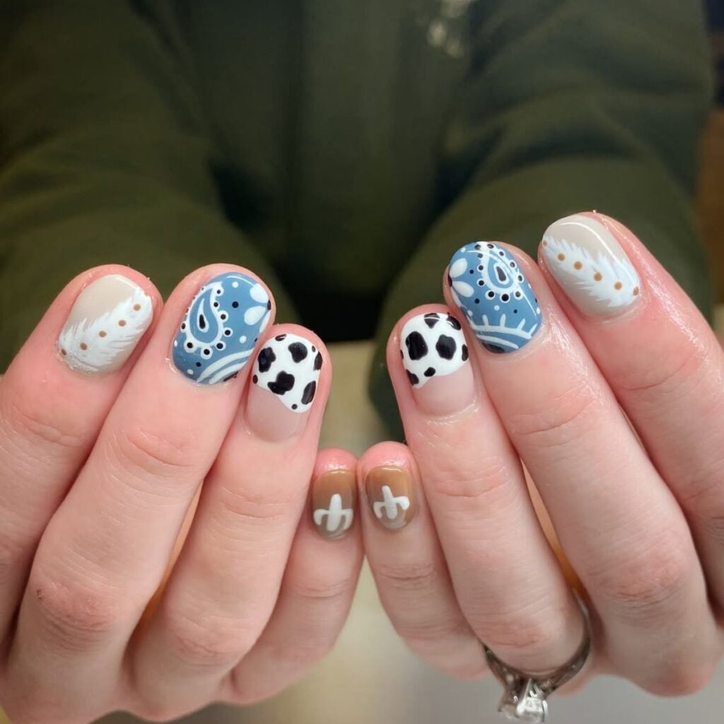 Blue Cowgirl Nails