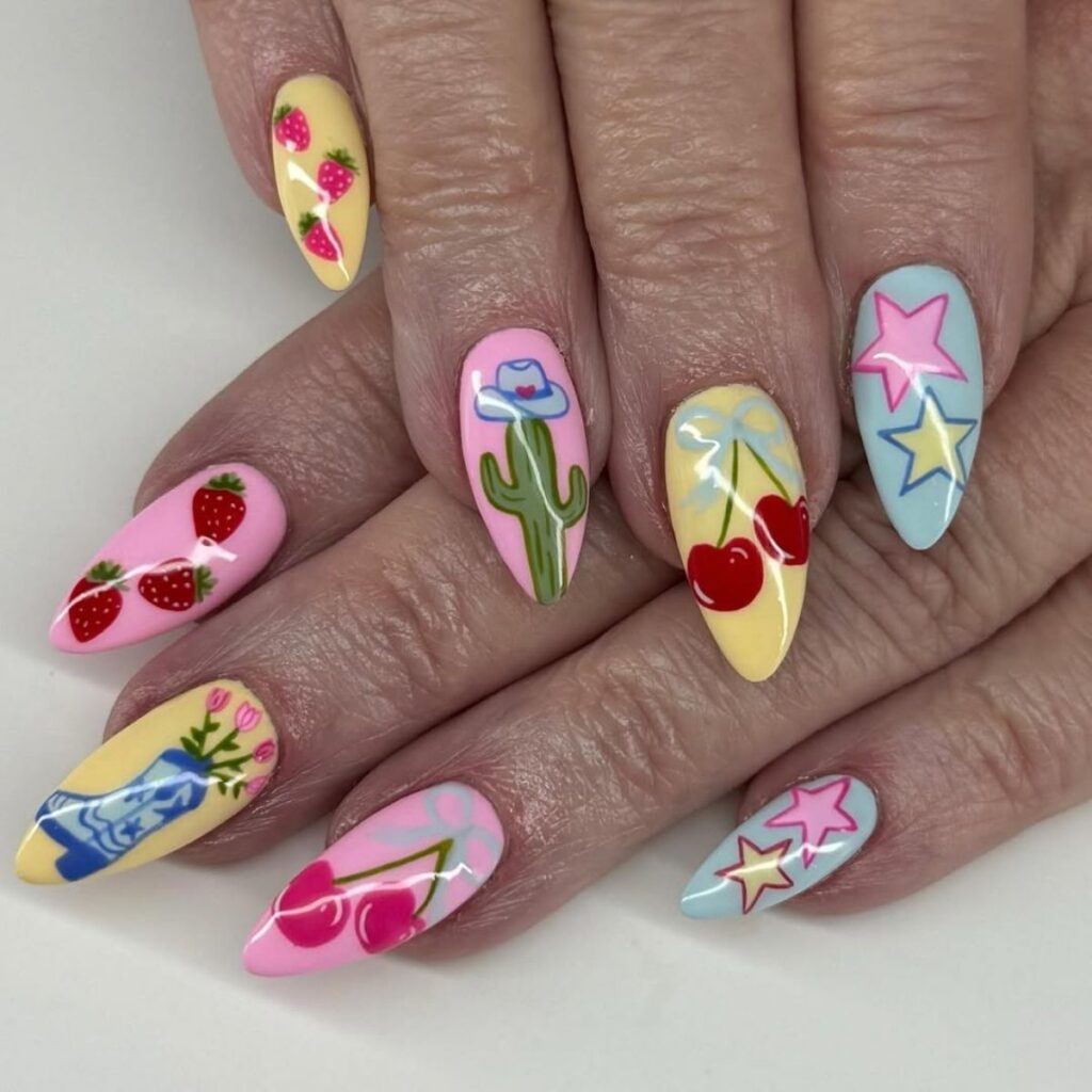 Bright and Cheerful Playful Nails