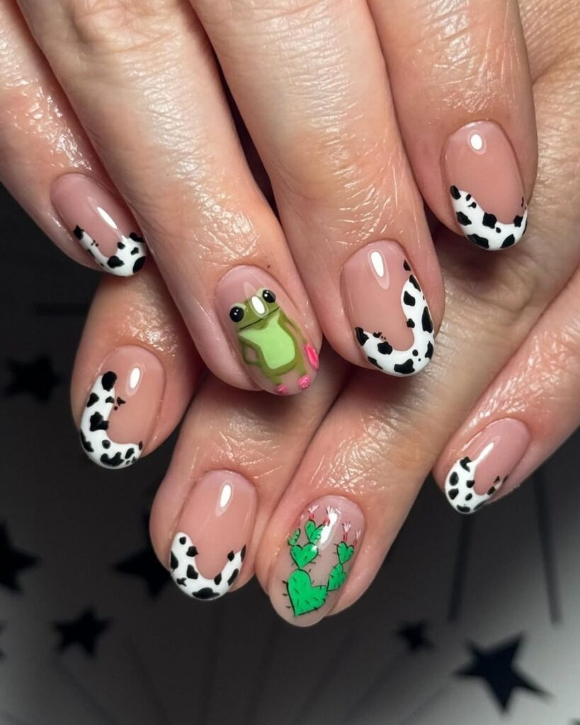 Froggy Cow Print Nails